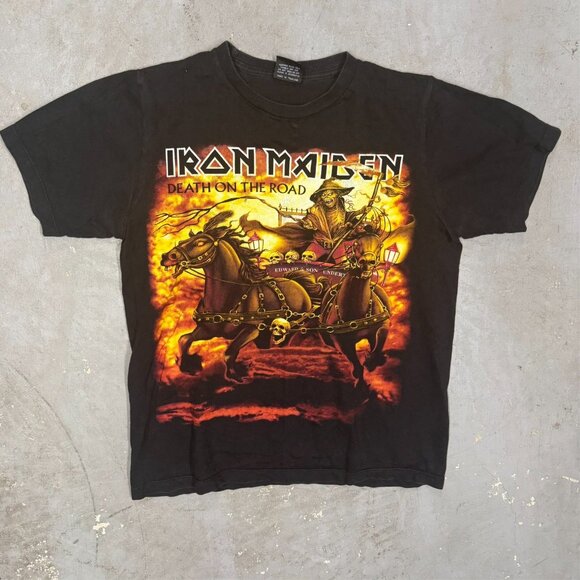 Iron Maiden Death on the Road Heavy Metal Band TShirt Short Sleeve Black Medium - Picture 2 of 8